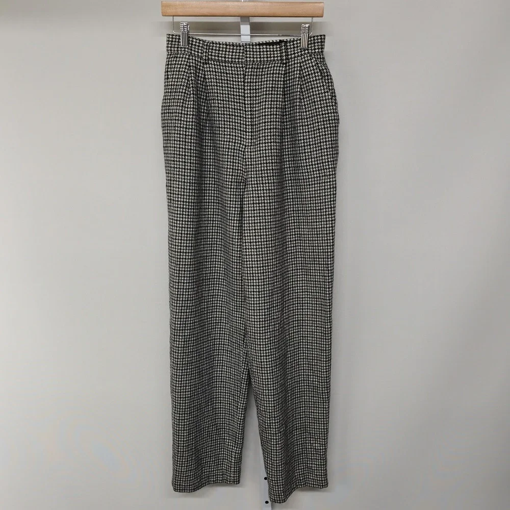 Classiques Entier Vintage Wool Houndstooth Trousers Pants Black White Size‎ 8